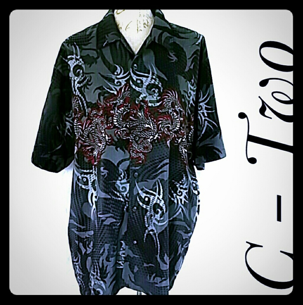 C-Two Red Dragon Shirt Black Gray